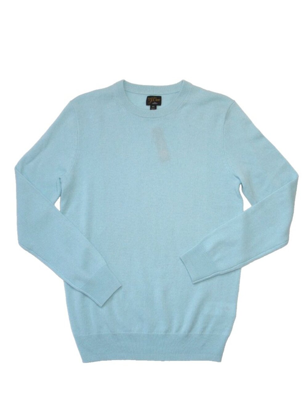 NWT J.Crew Men's Cashmere Crewneck Sweater in Light Aqua Blue Pullover XS